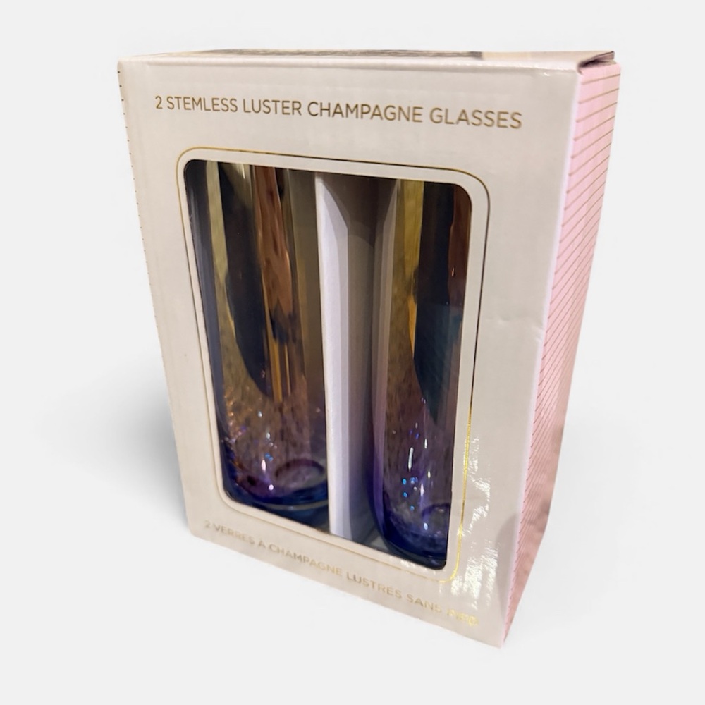 SAMANTHA PYNN Home Seamless Luster Champagne Glasses BRAND NEW In Box Great Gift